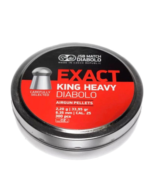 Фото JSB Exact King Heavy Diabolo 6,35 мм — 2,2 г (300 шт.) в интернет-магазине Nickhunter